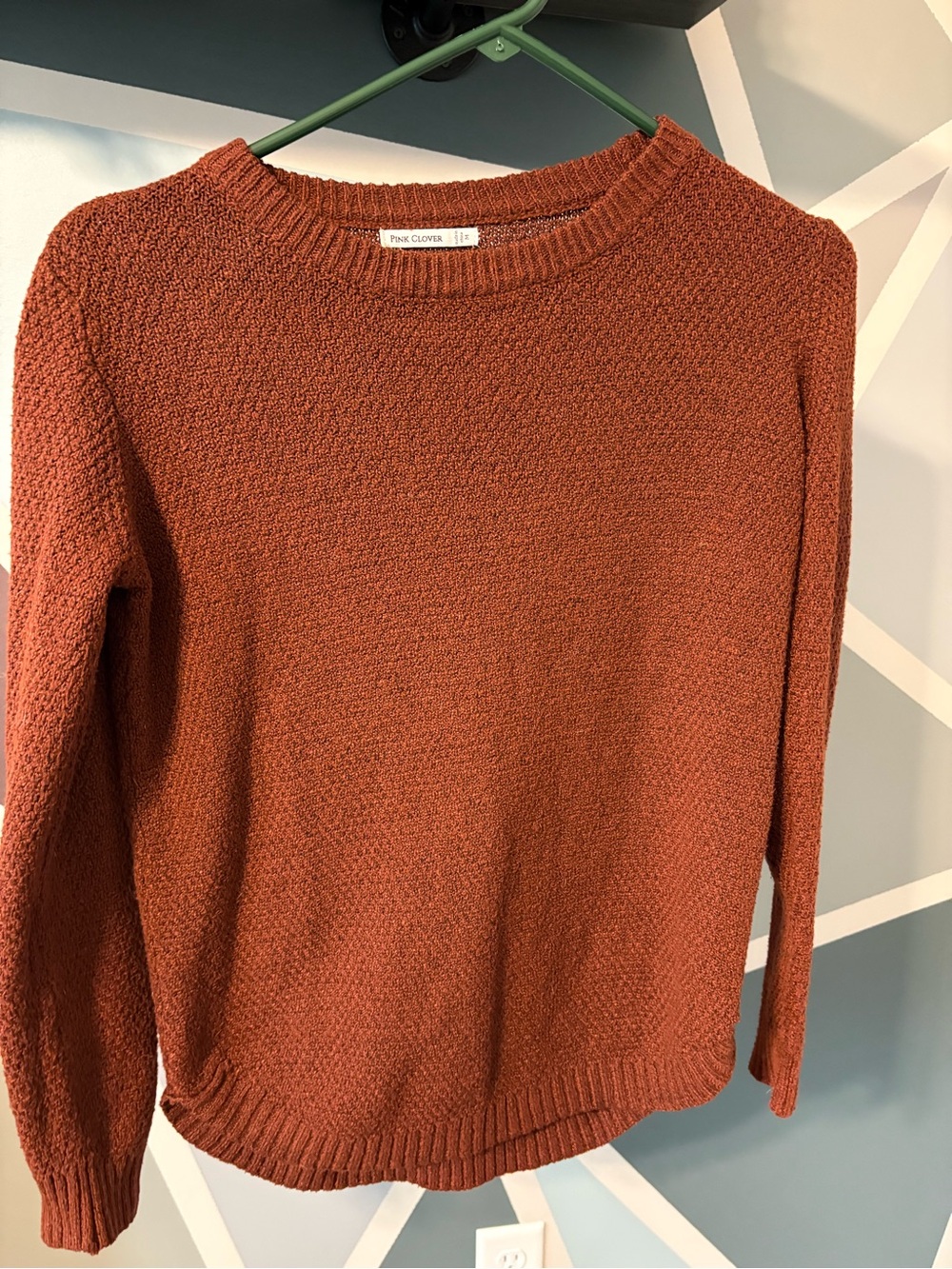 Pink Clover Burnt Orange Crewneck Sweater